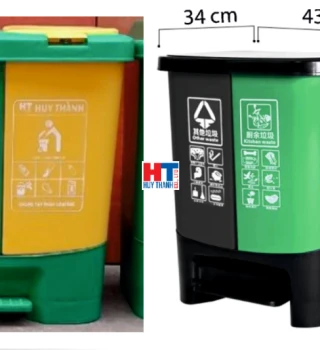 Thùng Rác 40 Lít, 2 ngăn, 2 nắp nhỏ